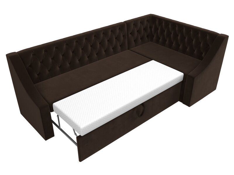 Диван кухонный угловой Мерлин правый угол, Микровельвет, Коричневый