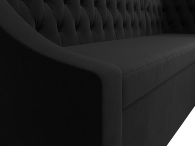 Диван кухонный угловой Мерлин правый угол, Микровельвет, Черный