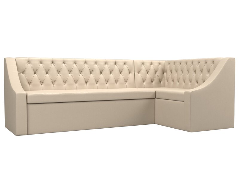 Диван кухонный угловой Мерлин правый угол, Экокожа, Бежевый