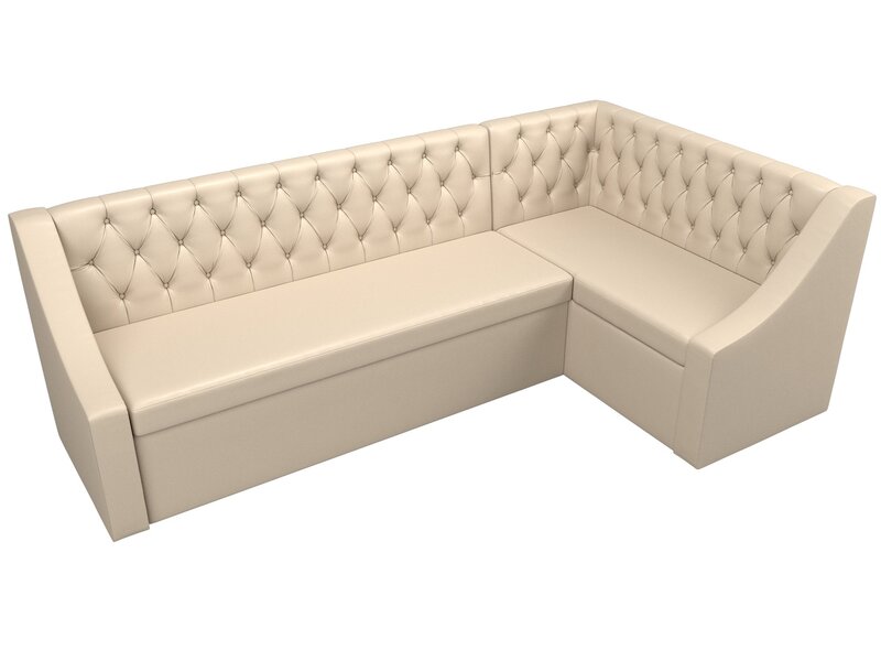 Диван кухонный угловой Мерлин правый угол, Экокожа, Бежевый