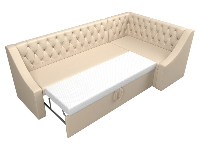 Диван кухонный угловой Мерлин правый угол, Экокожа, Бежевый