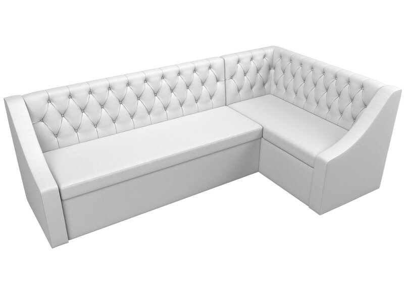 Диван кухонный угловой Мерлин правый угол, Экокожа, Белый