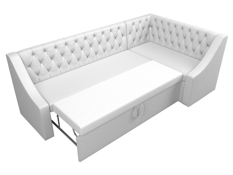 Диван кухонный угловой Мерлин правый угол, Экокожа, Белый