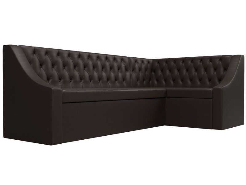 Диван кухонный угловой Мерлин правый угол, Экокожа, Коричневый