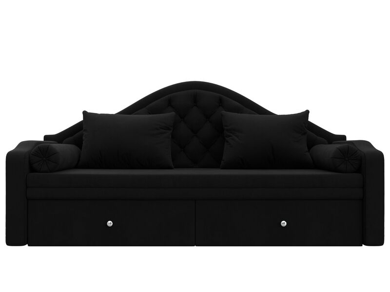 Диван детский прямой Сойер, Микровельвет, Черный