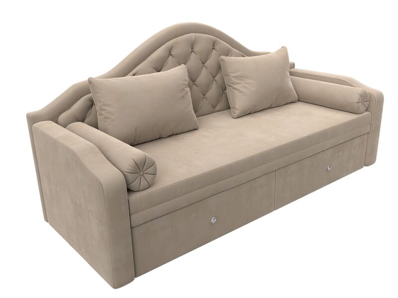 Диван детский прямой Сойер, Велюр, SEVEN 729 бежевый