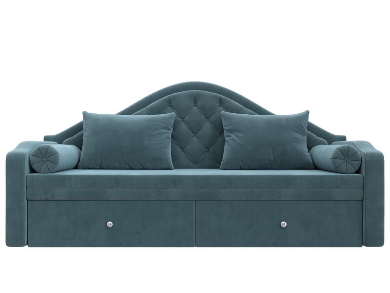 Диван детский прямой Сойер, Велюр, SEVEN 113 бирюзовый