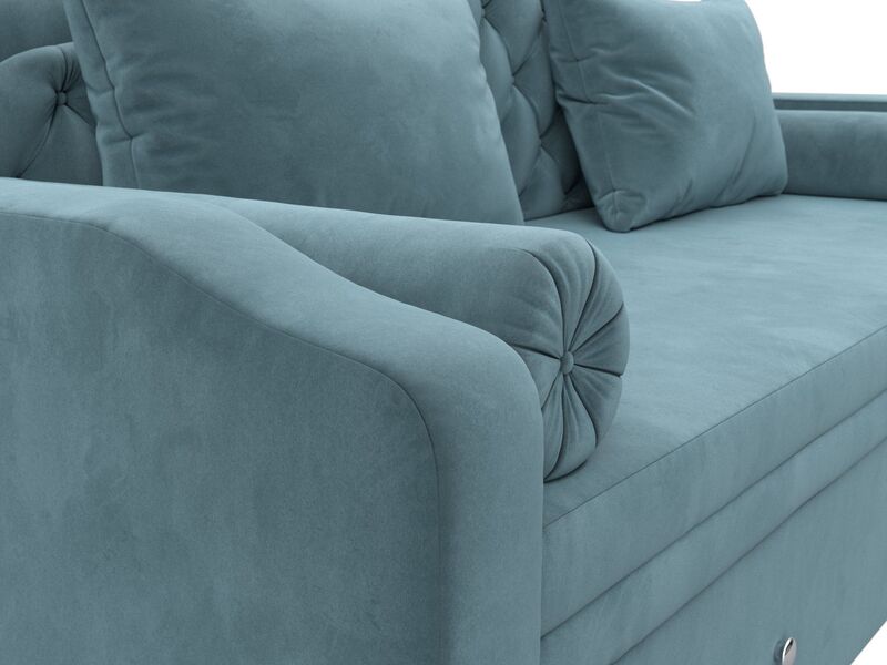 Диван детский прямой Сойер, Велюр, SEVEN 113 бирюзовый