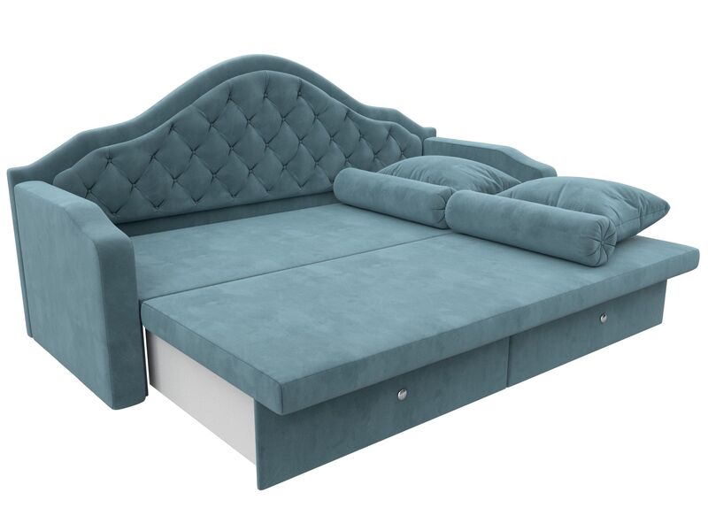 Диван детский прямой Сойер, Велюр, SEVEN 113 бирюзовый
