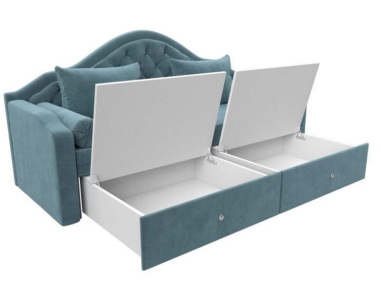 Диван детский прямой Сойер, Велюр, SEVEN 113 бирюзовый