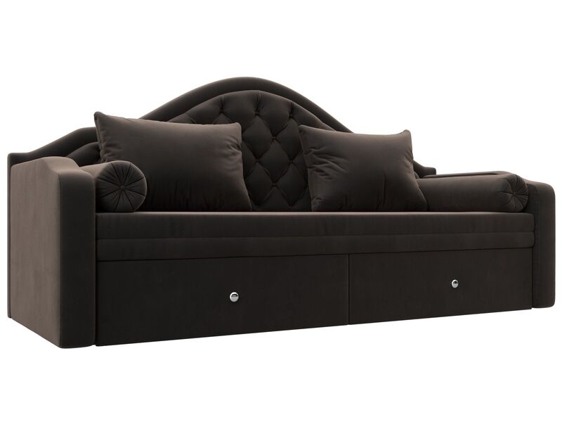 Диван детский прямой Сойер, Велюр, SEVEN 727 коричневый