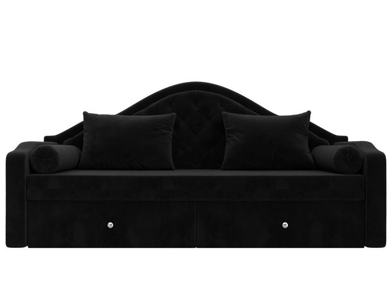 Диван детский прямой Сойер, Велюр, SEVEN 35 черный