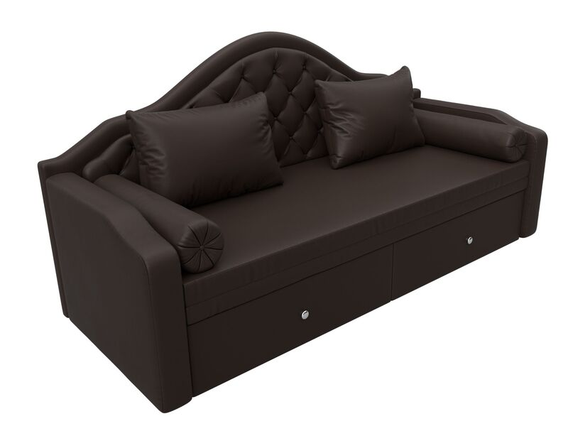 Диван детский прямой Сойер, Экокожа, Коричневый