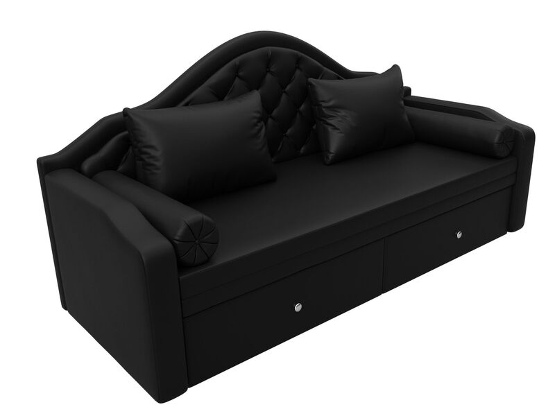 Диван детский прямой Сойер, Экокожа, Черный