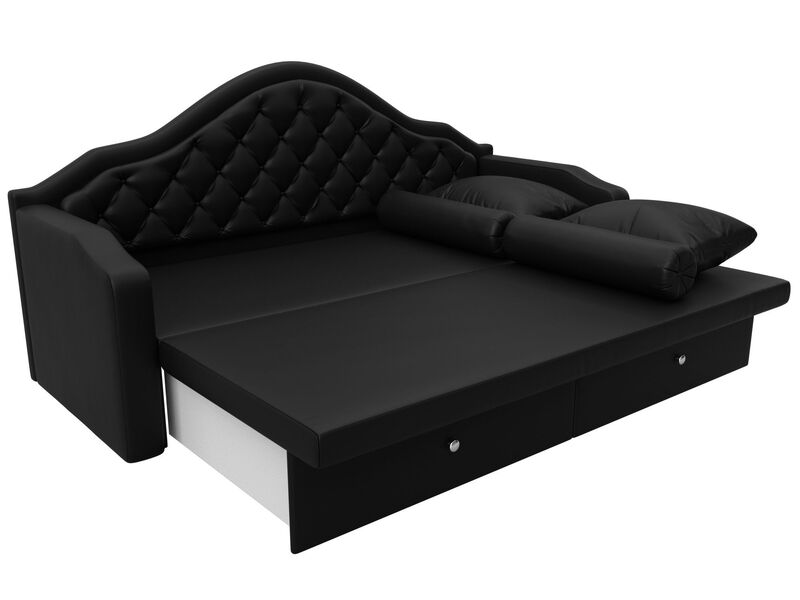 Диван детский прямой Сойер, Экокожа, Черный