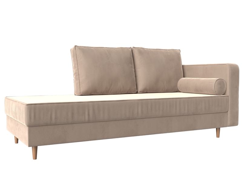 Кушетка Прайм правая, Велюр, SEVEN 729 бежевый