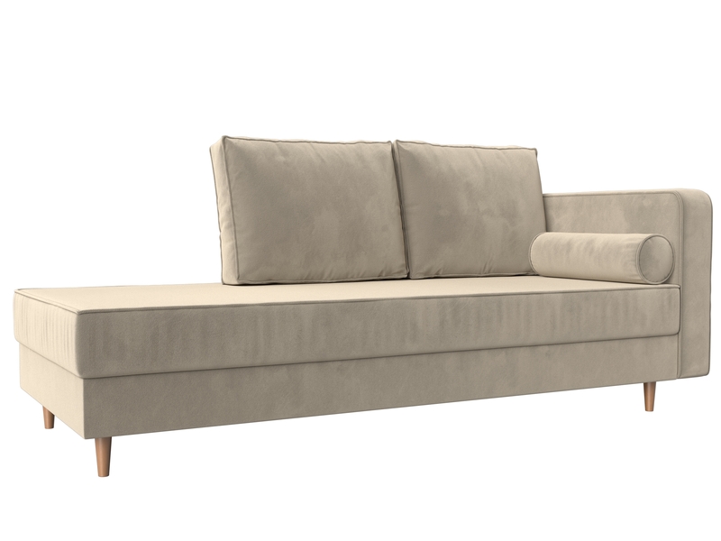 Кушетка Прайм правая, Микровельвет, Бежевый