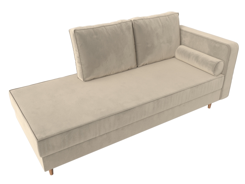 Кушетка Прайм правая, Микровельвет, Бежевый