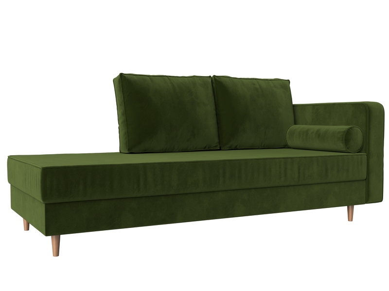 Кушетка Прайм правая, Микровельвет, Зеленый