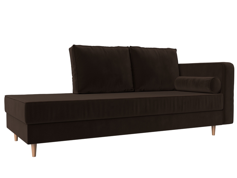 Кушетка Прайм правая, Микровельвет, Коричневый