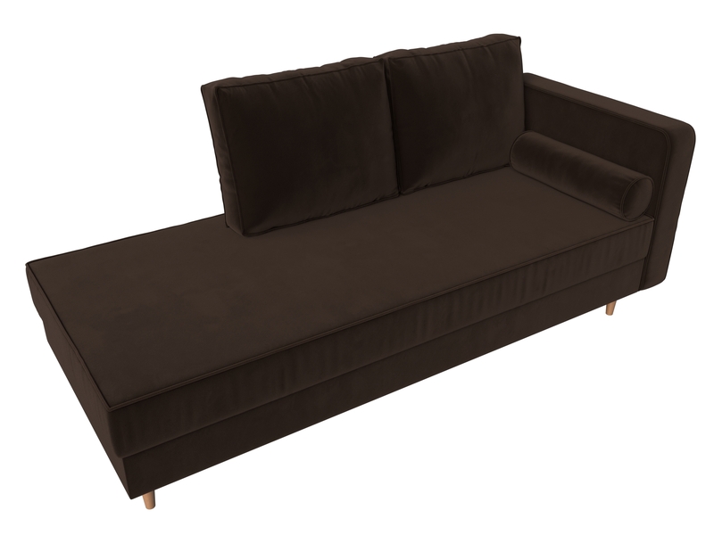 Кушетка Прайм правая, Микровельвет, Коричневый