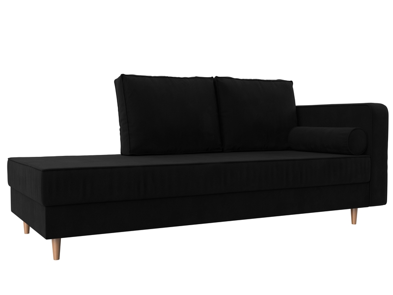 Кушетка Прайм правая, Микровельвет, Черный