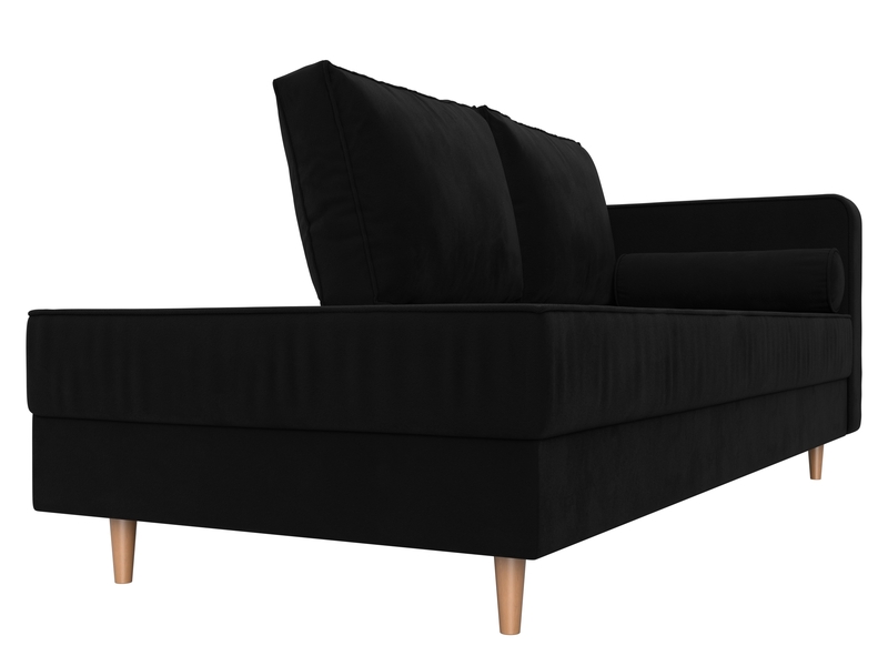 Кушетка Прайм правая, Микровельвет, Черный