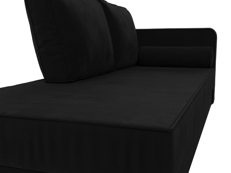 Кушетка Прайм правая, Микровельвет, Черный