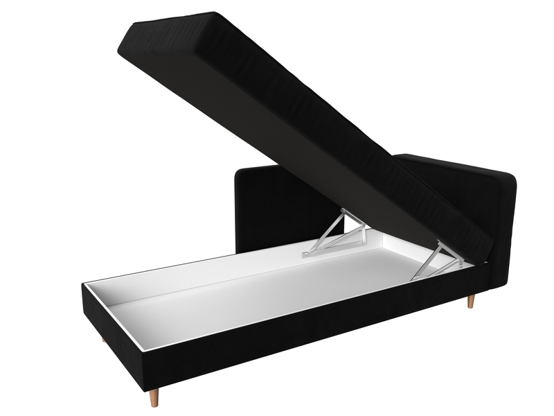 Кушетка Прайм правая, Микровельвет, Черный