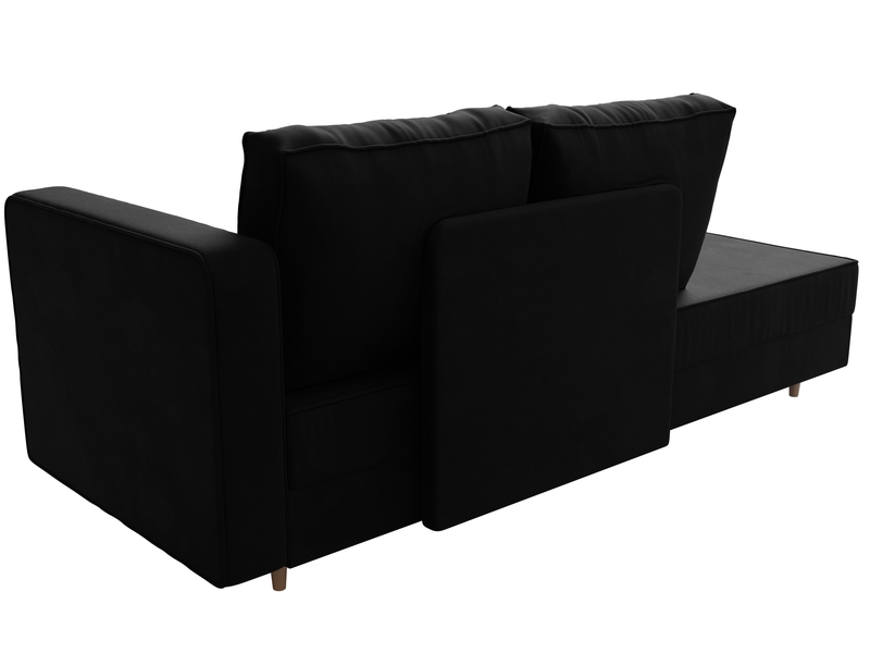 Кушетка Прайм правая, Микровельвет, Черный