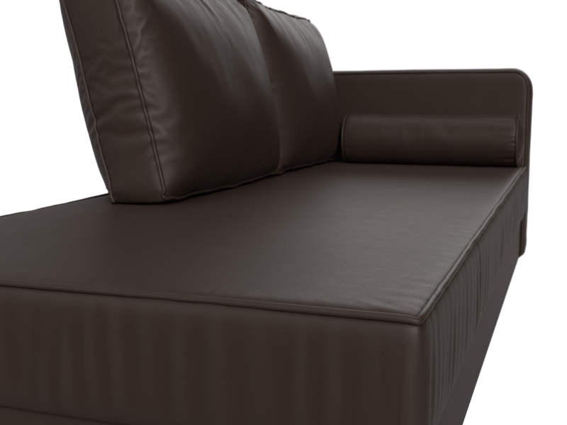 Кушетка Прайм правая, Экокожа, Коричневый