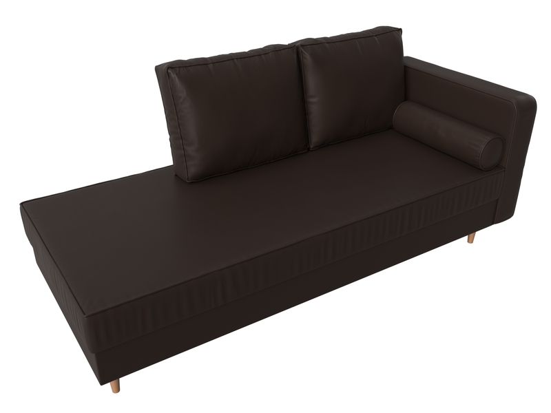 Кушетка Прайм правая, Экокожа, Коричневый