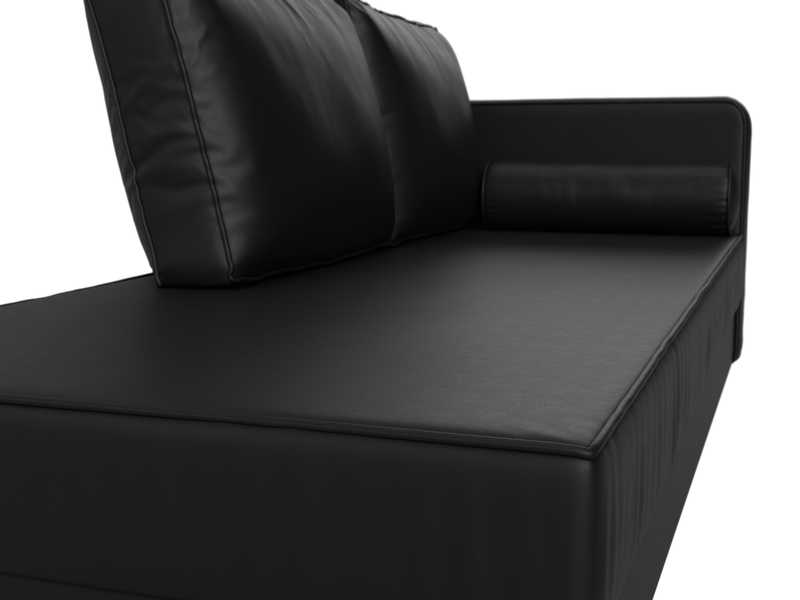 Кушетка Прайм правая, Экокожа, Черный