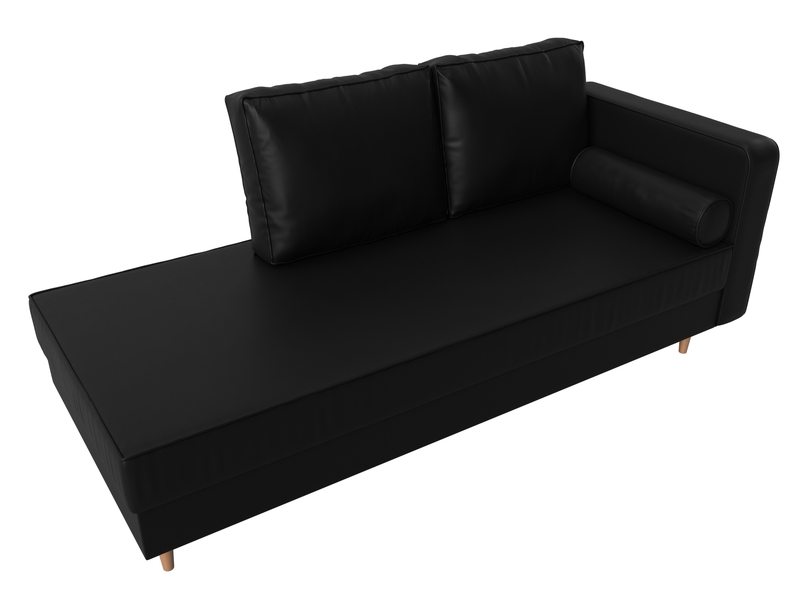 Кушетка Прайм правая, Экокожа, Черный