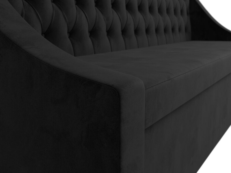 Диван кухонный прямой Мерлин, Велюр, SEVEN 35 черный