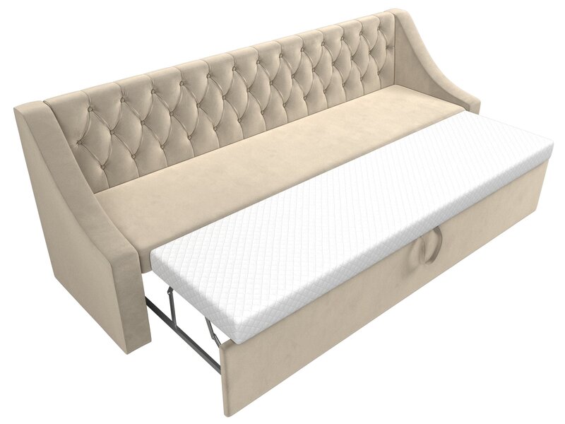 Диван кухонный прямой Мерлин, Микровельвет, Бежевый