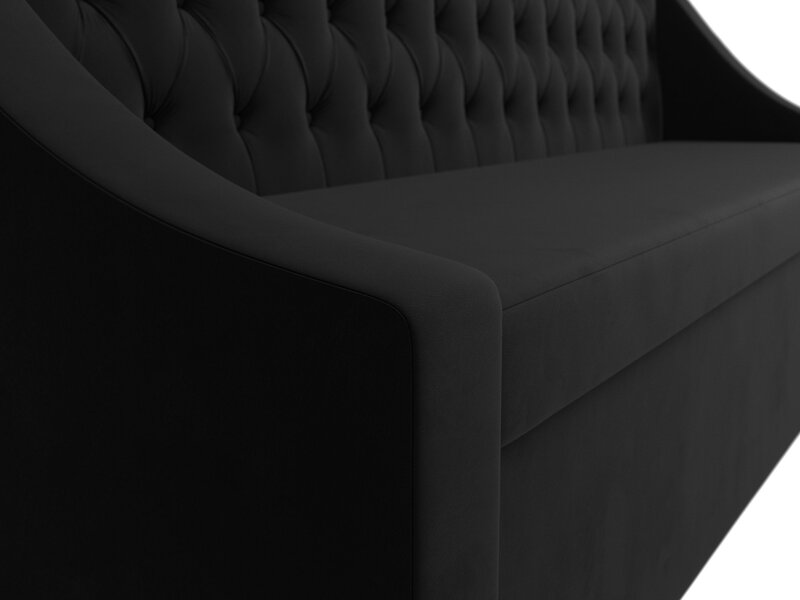 Диван кухонный прямой Мерлин, Микровельвет, Черный