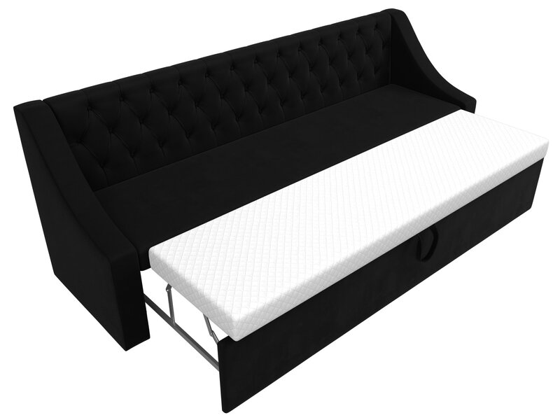 Диван кухонный прямой Мерлин, Микровельвет, Черный