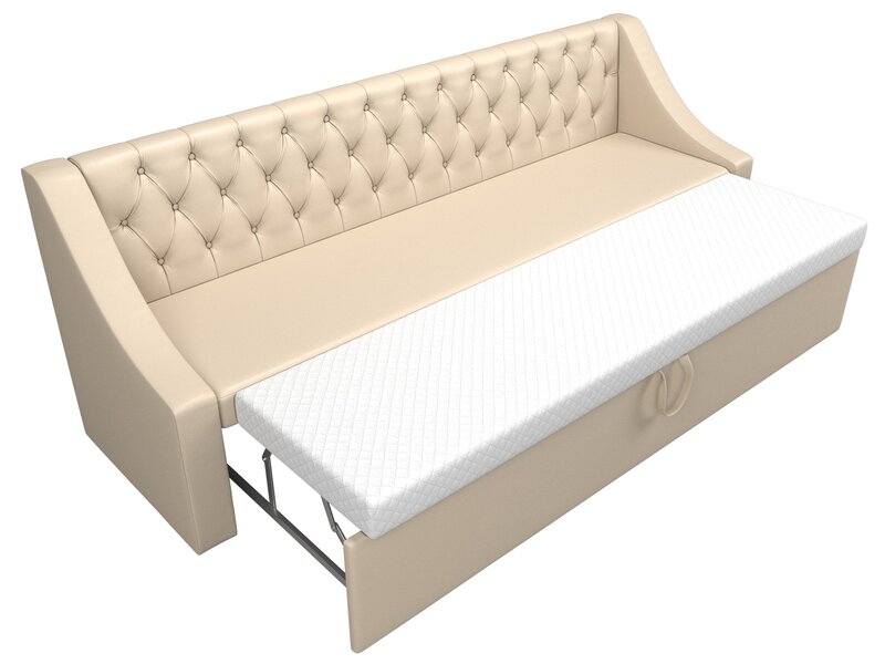 Диван кухонный прямой Мерлин, Экокожа, Бежевый