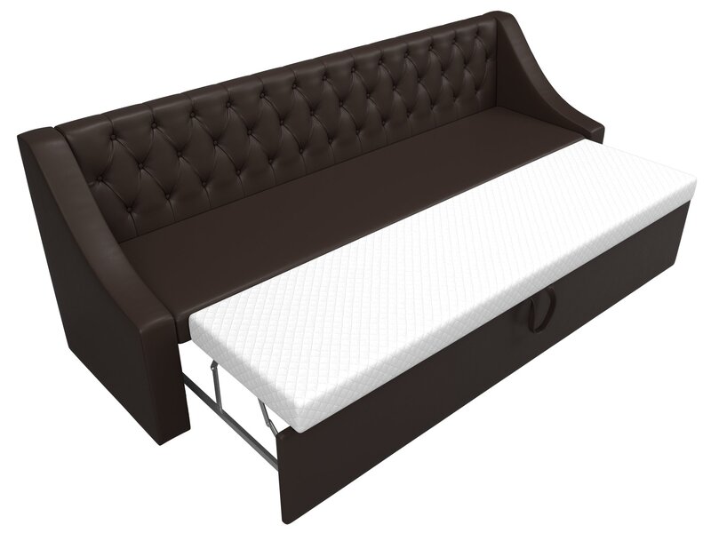 Диван кухонный прямой Мерлин, Экокожа, Коричневый