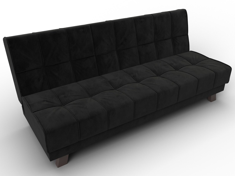 Диван прямой Винсент, Велюр, SEVEN 35 черный