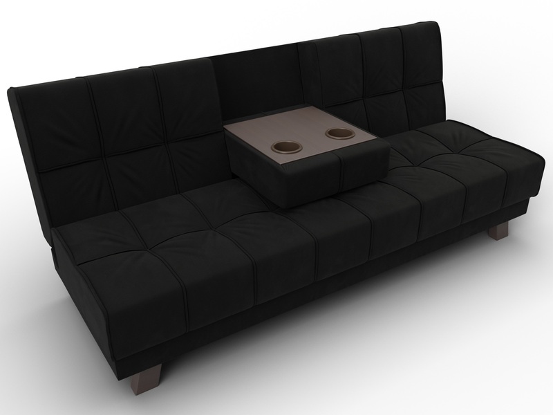 Диван прямой Винсент, Микровельвет, Черный