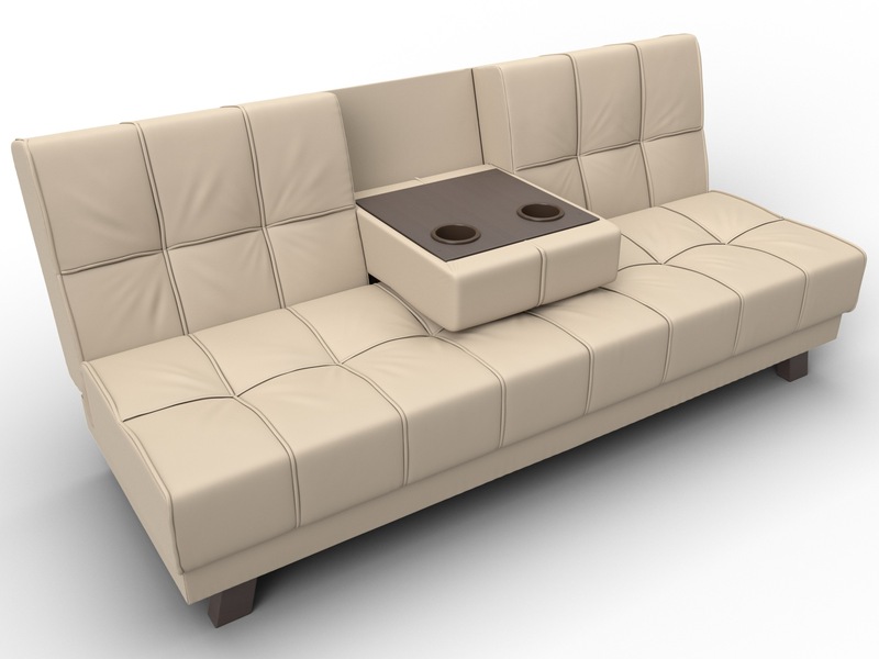 Диван прямой Винсент, Экокожа, Бежевый