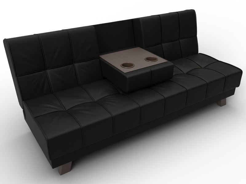 Диван прямой Винсент, Экокожа, Черный