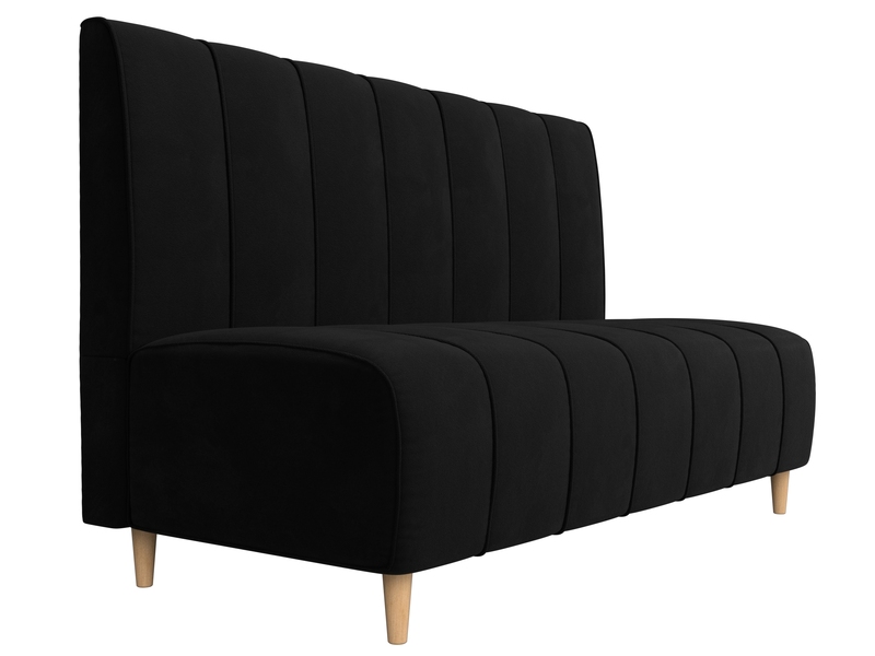 Диван кухонный прямой Ральф, Микровельвет, Черный