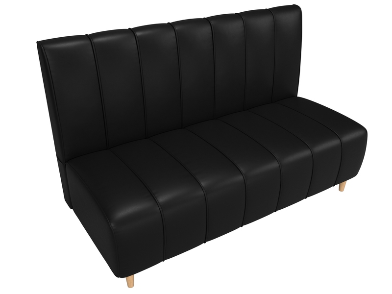 Диван кухонный прямой Ральф, Экокожа, Черный