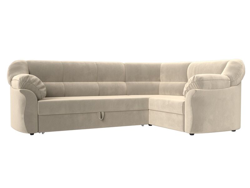 Диван угловой Карнелла правый угол, Микровельвет, Бежевый