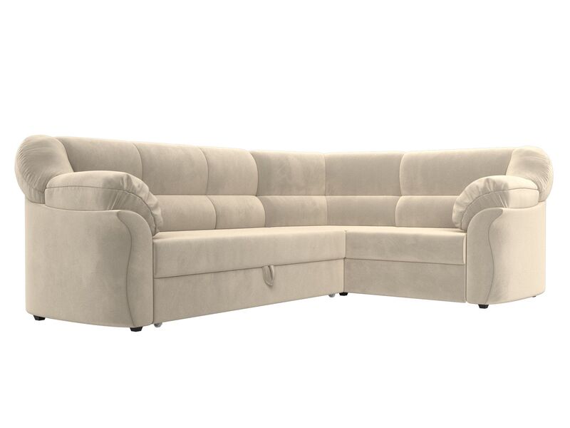 Диван угловой Карнелла правый угол, Микровельвет, Бежевый