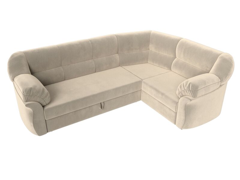 Диван угловой Карнелла правый угол, Микровельвет, Бежевый
