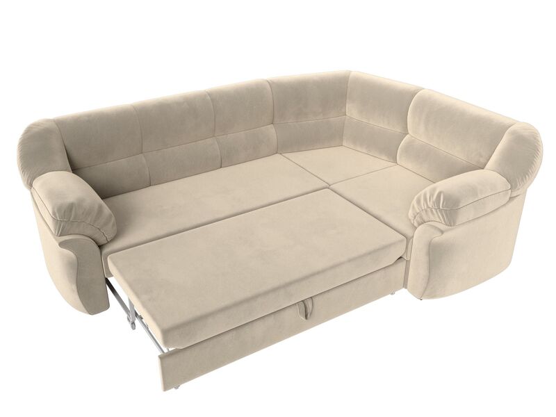 Диван угловой Карнелла правый угол, Микровельвет, Бежевый